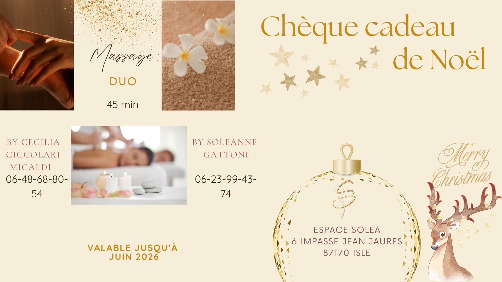 Noël : Massage en Duo ou 4 mains